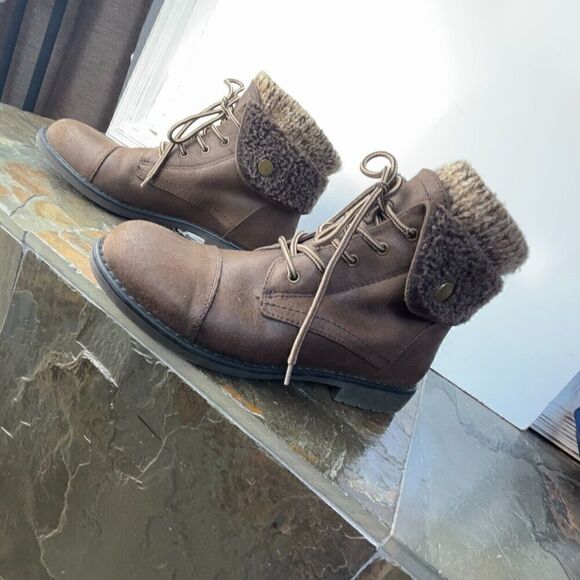 Women's Warm Boots Cliffs by White Mountain C25084 Duena Knit Tops Brown Size 7M - Picture 3 of 15